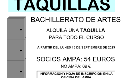 BACHILLERATO DE ARTES. Alquila una taquilla para todo el curso